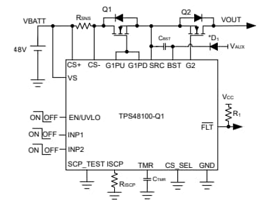 Application Circuit Diagram - Texas Instruments TPS4810-Q1 Smart High Side Driver